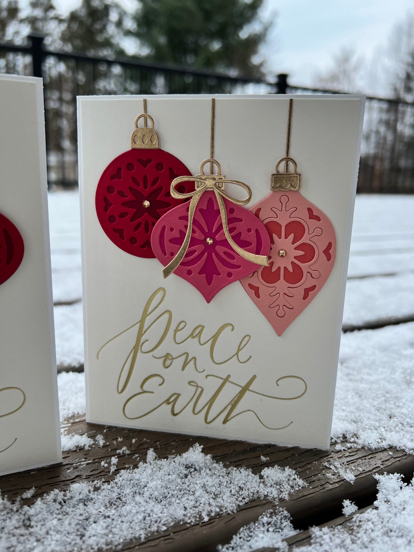 Peace on Earth with Layered Ornaments Holiday Card