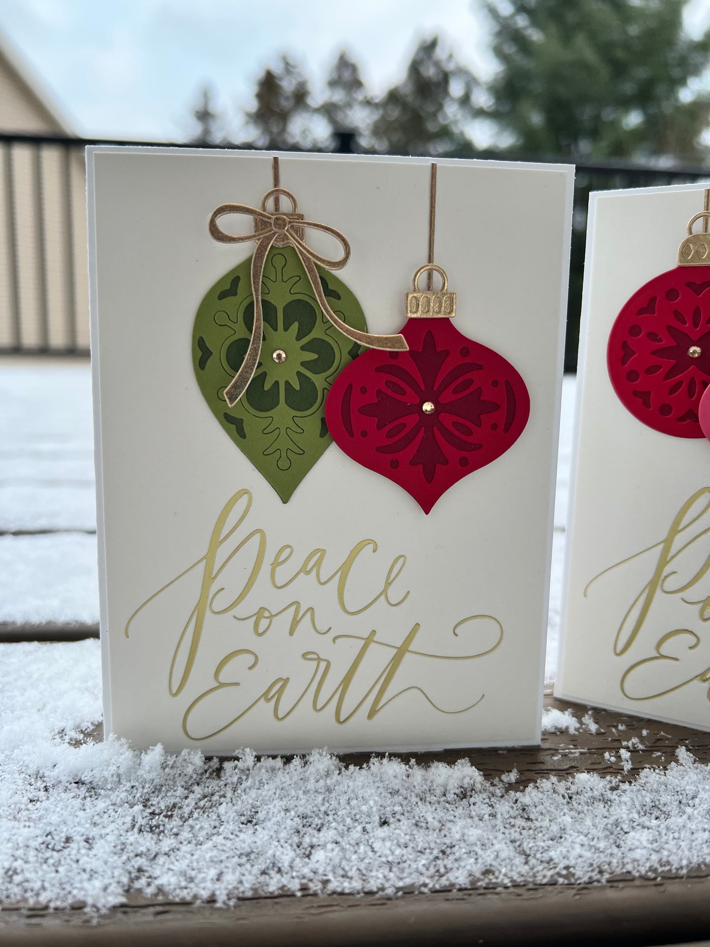 Peace on Earth with Layered Ornaments Holiday Card