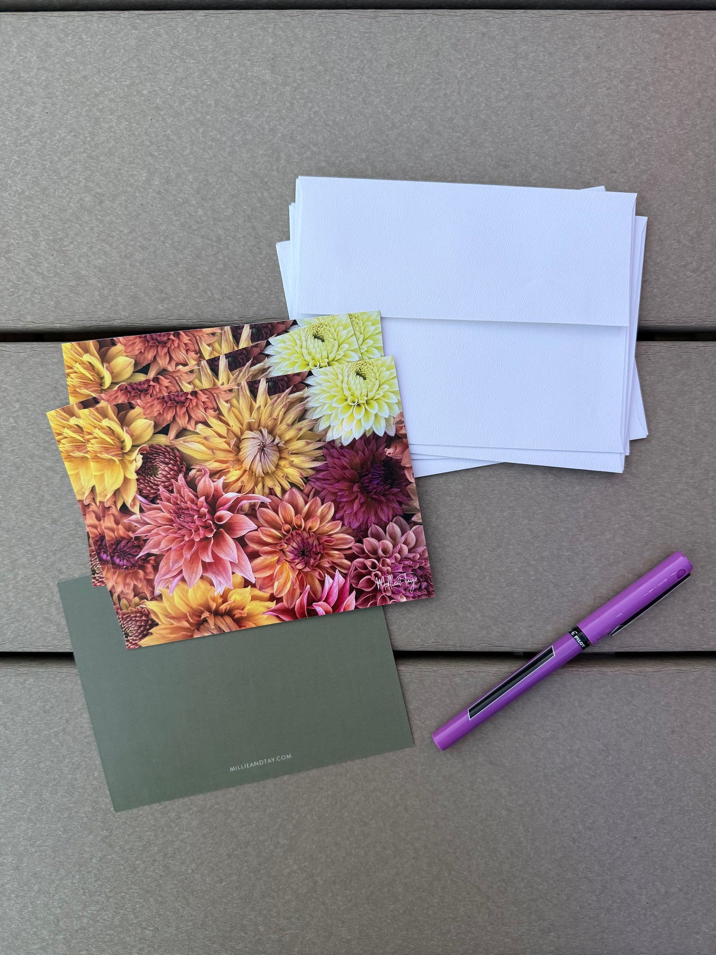 Dahlia Garden Notecards  | Vibrant | Set of 4
