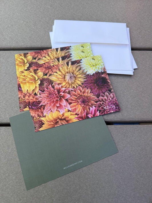 Dahlia Garden Notecards  | Vibrant | Set of 4